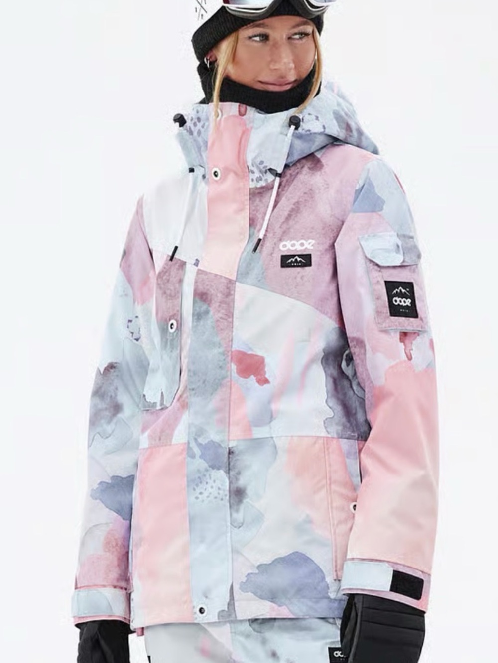 ✨💖 DOPE Adept W Ski Jacket Women Washed Ink Pink Multi Watercolor XS 💖✨